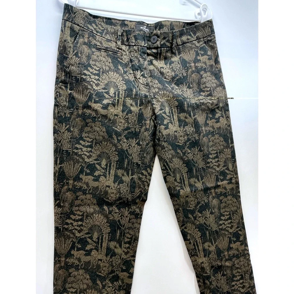Masons New York Slim‎ Jacquard Brocade Jungle Animal Print Pants Safari Italian